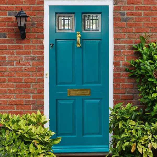 Teal front door